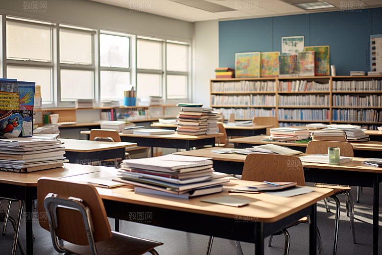 教室课桌椅学校课堂素材