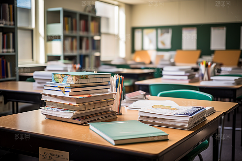 教室课桌椅学校教学素材