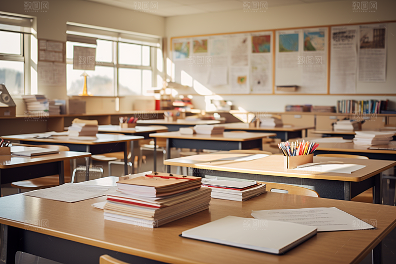 教室课桌椅开学季学校素材