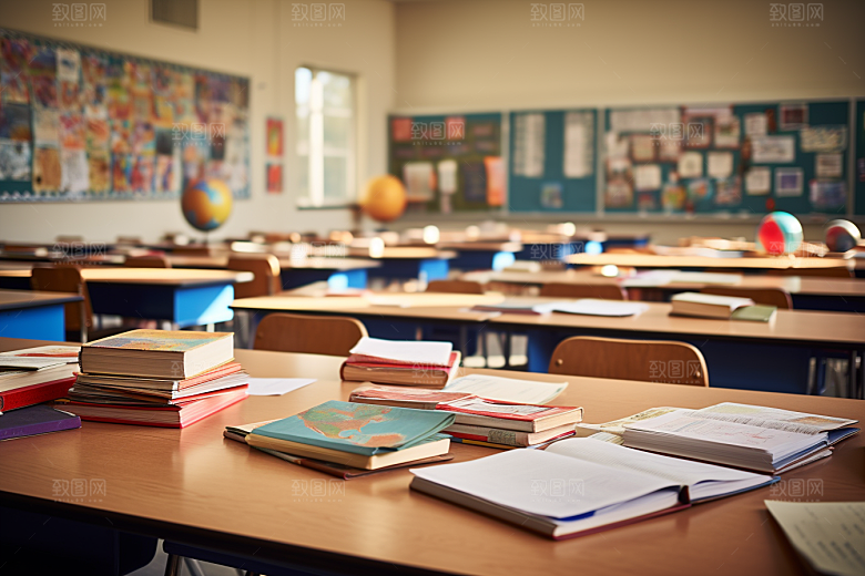 教室课桌椅学校教学素材