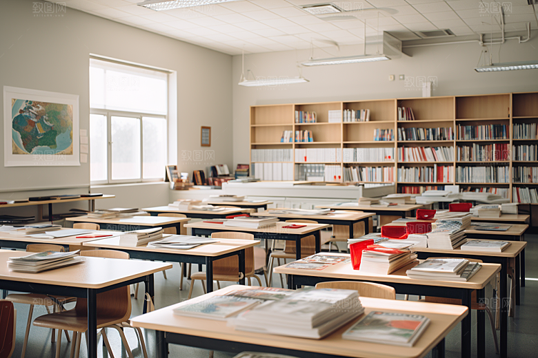 教室课桌椅学校开学季素材