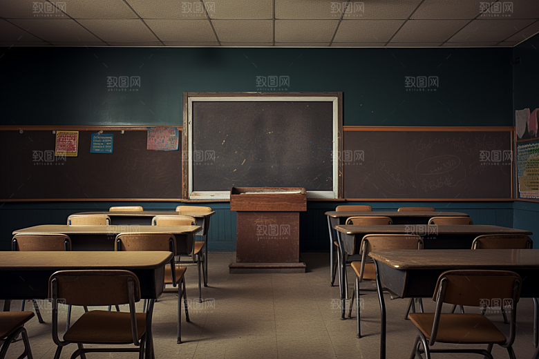 教室课桌椅开学季高清素材