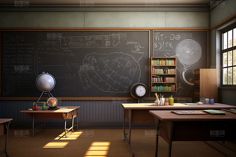教室课桌椅开学季学校素材