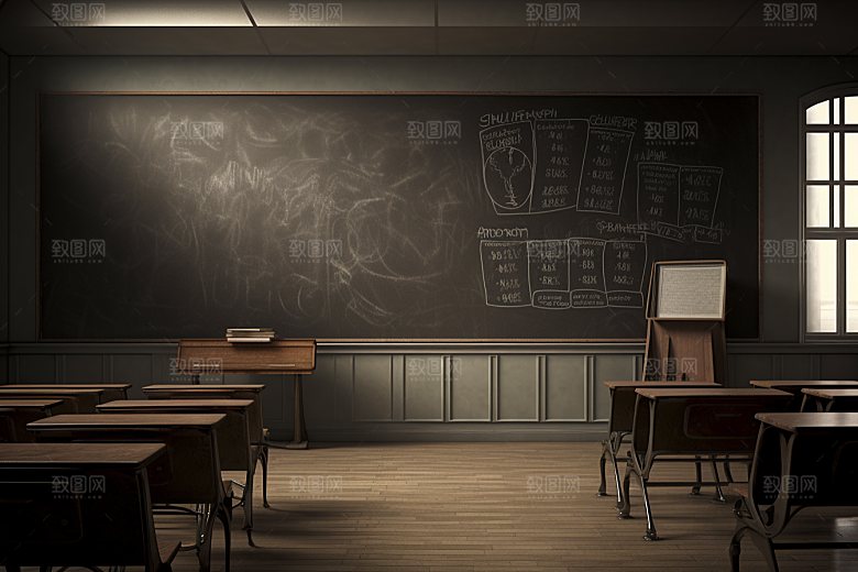 教室课桌椅学习教学素材