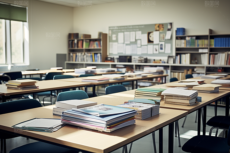教室课桌椅教学开学季素材