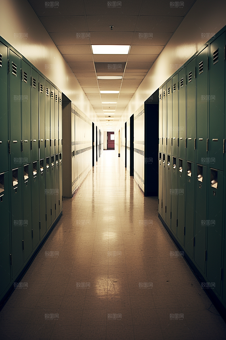 教学楼走廊上课阳光明媚素材