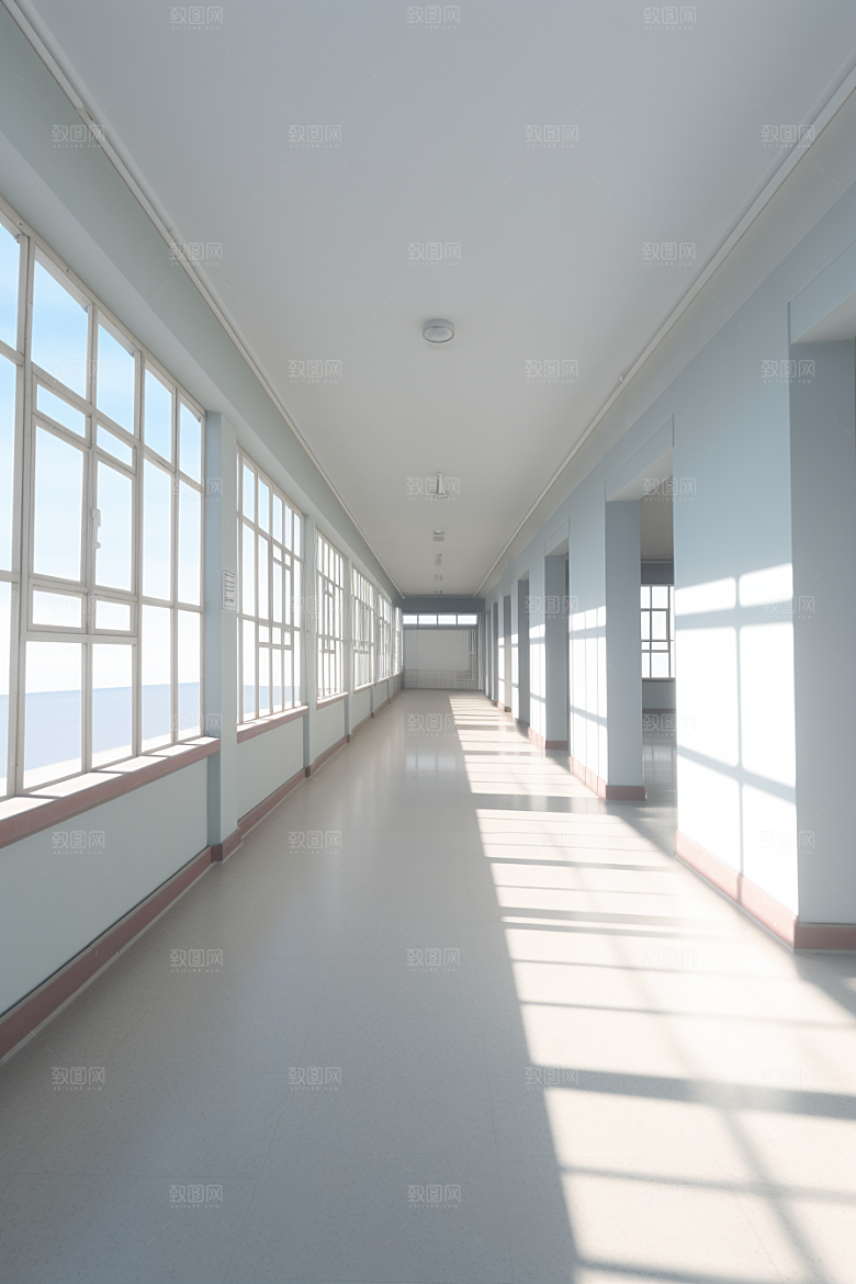 教学楼走廊班级阳光明媚素材