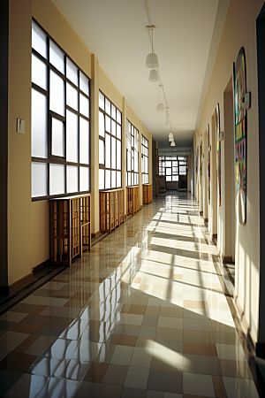 教学楼走廊高清教室素材