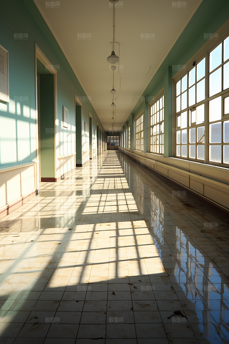 教学楼走廊校园高清素材
