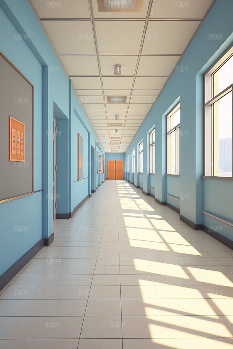 教学楼走廊校园学校素材