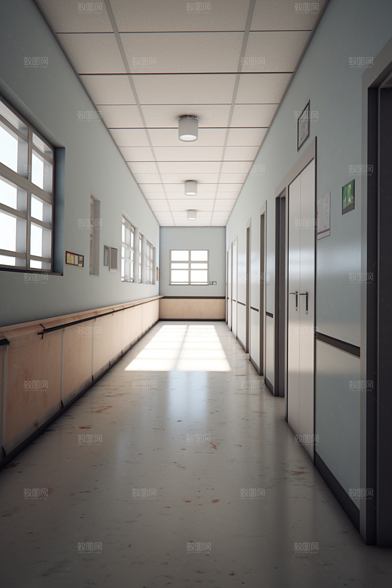 教学楼走廊阳光明媚教室素材