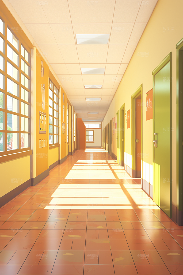 教学楼走廊学校室内素材