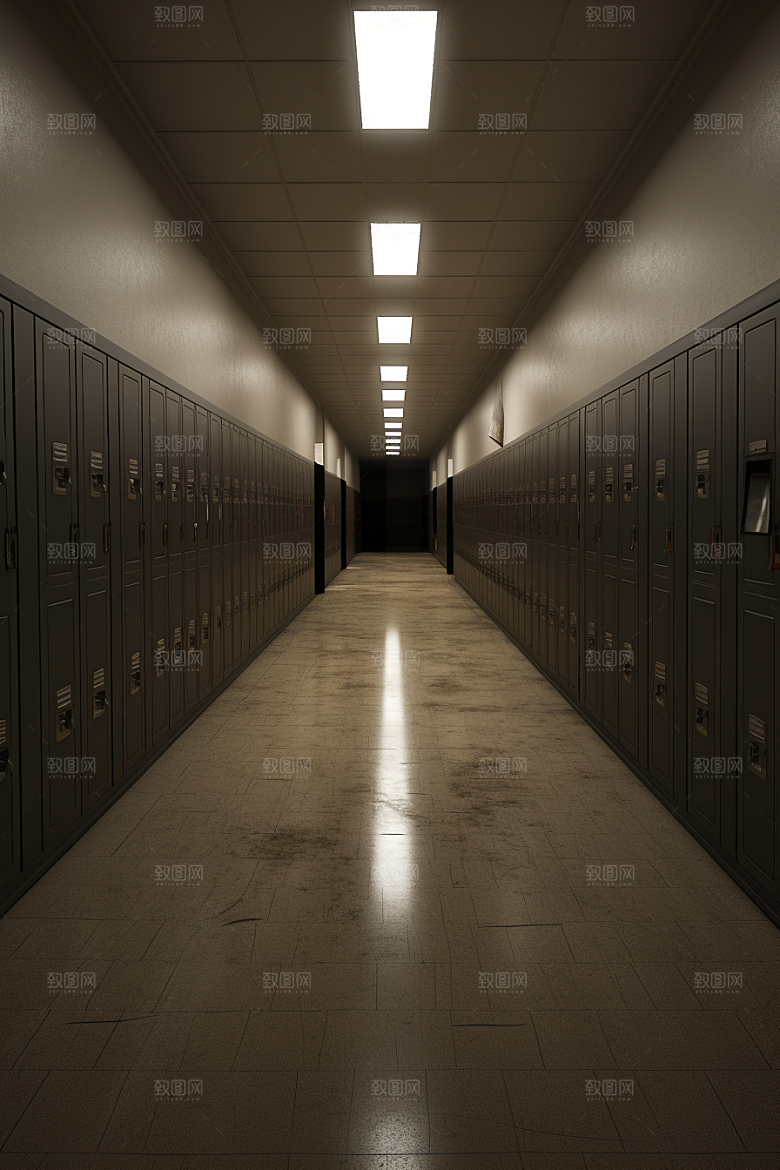 教学楼走廊阳光明媚学校素材