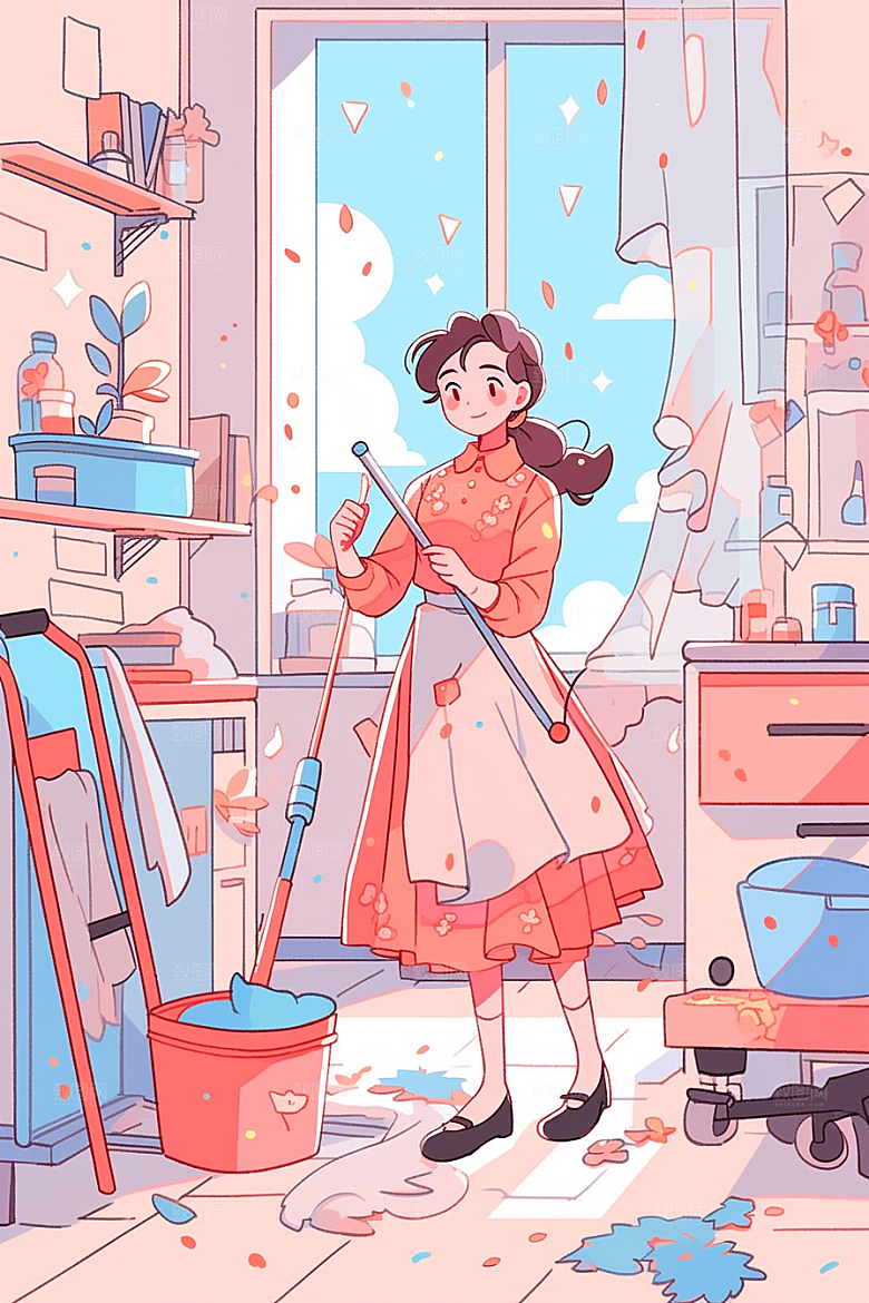 做家务高清整理插画