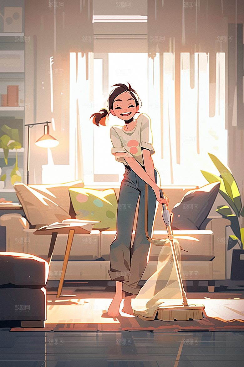 做家务场景高清插画