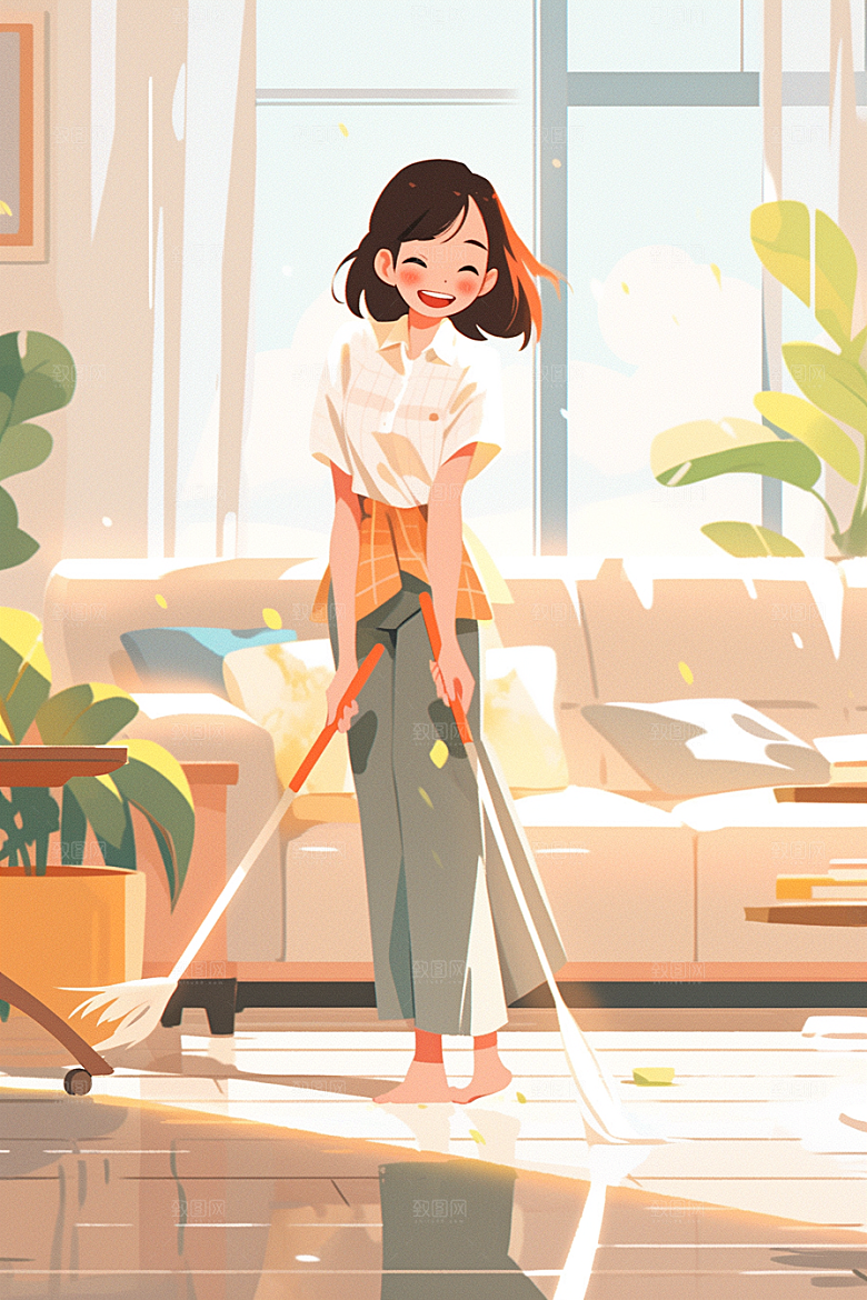做家务高清人物插画
