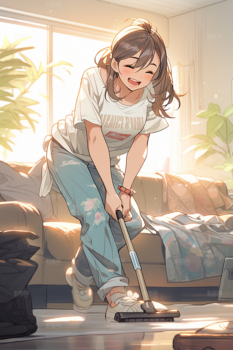 做家务清扫清洁插画