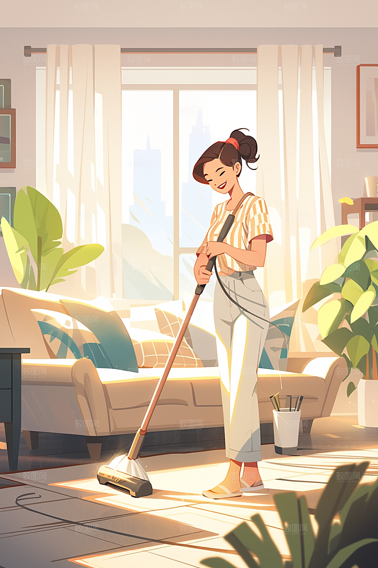做家务高清日常插画