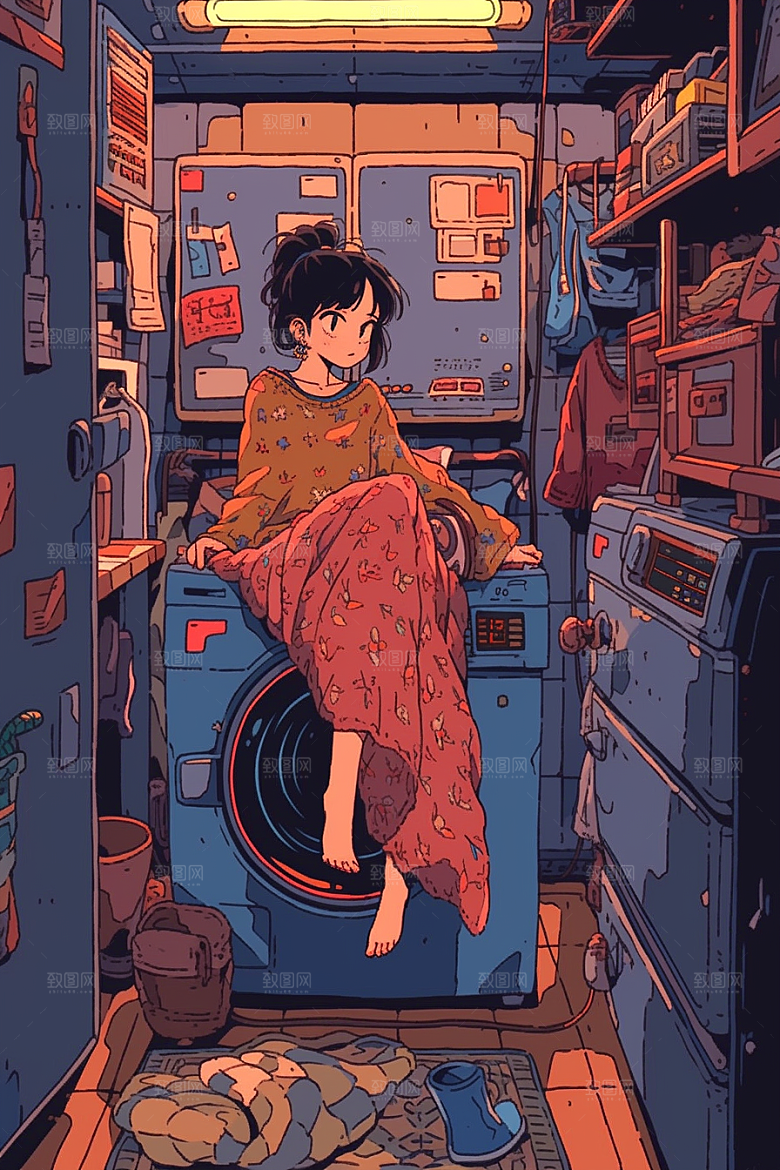 做家务清扫收纳插画