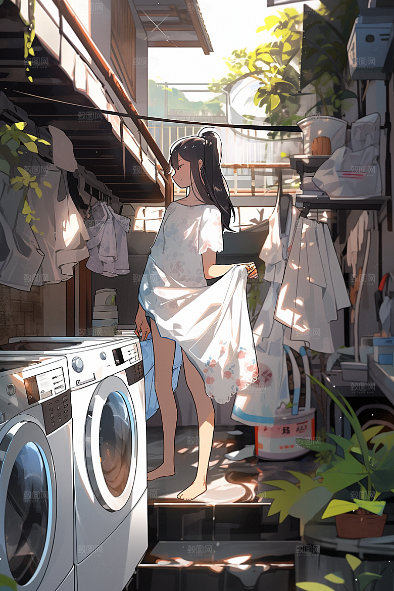 做家务日常打扫卫生插画