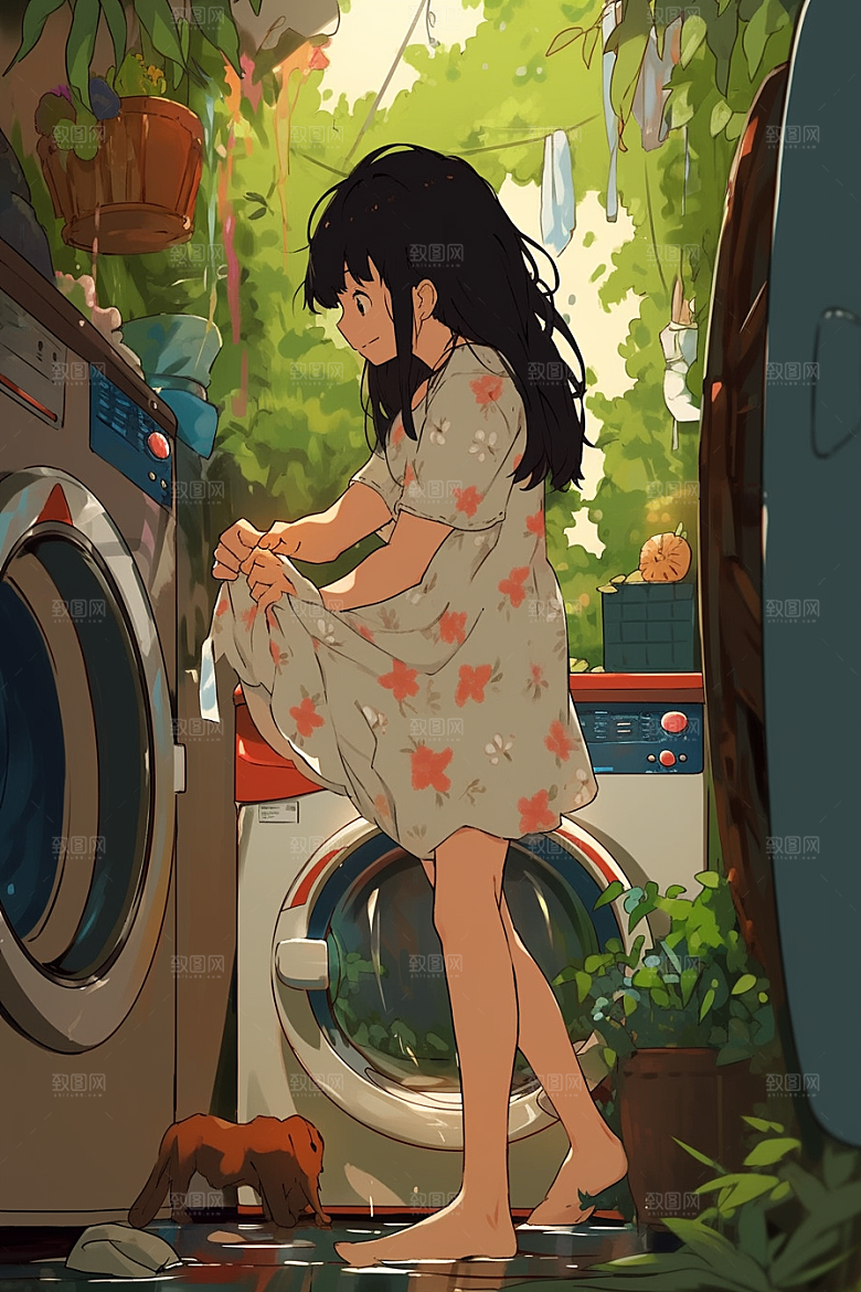 做家务清洁整理插画