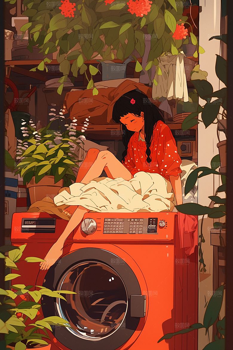 做家务清洁保洁插画