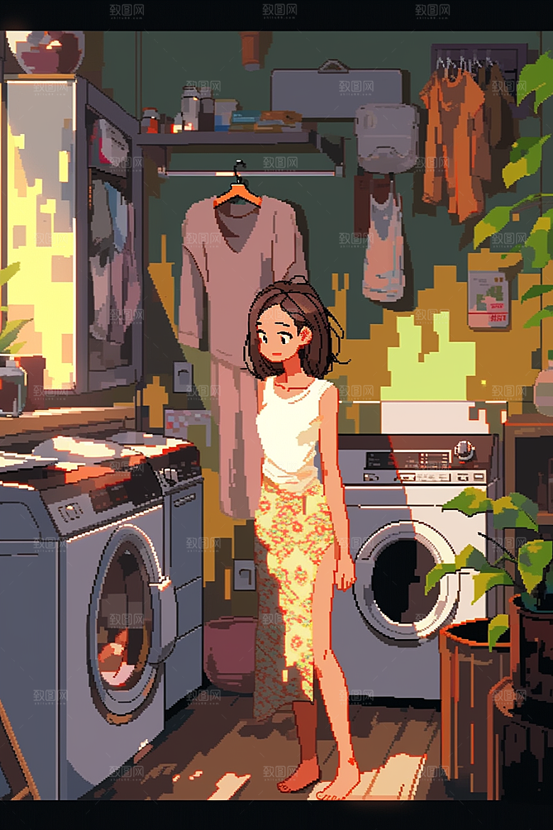 做家务人物清洁插画