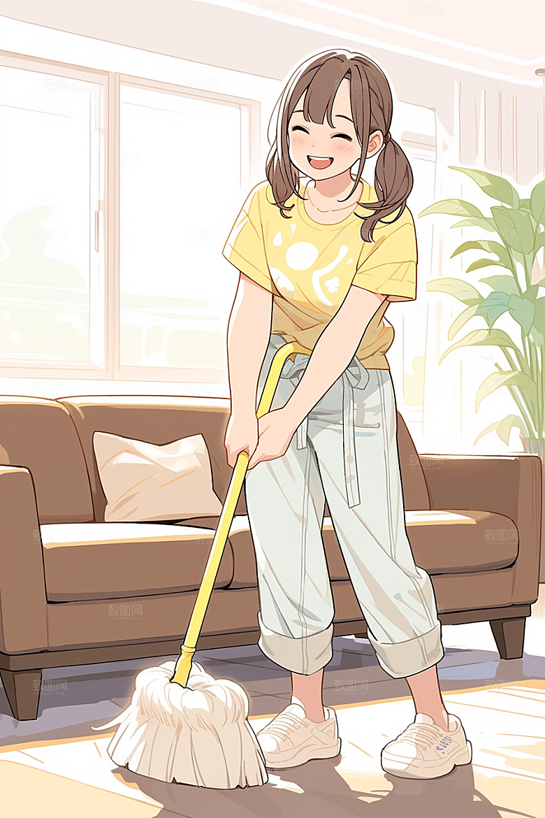 做家务场景高清插画
