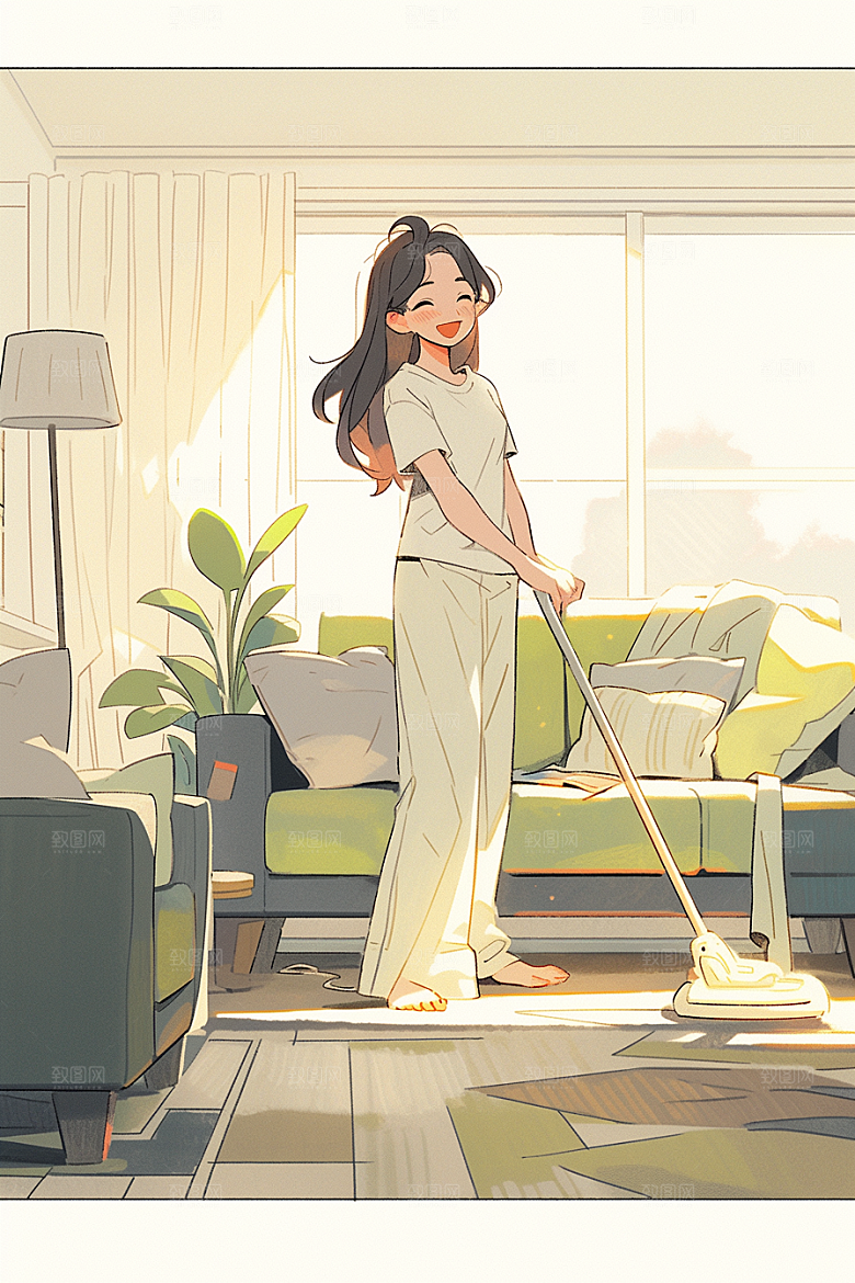 做家务清扫整理插画