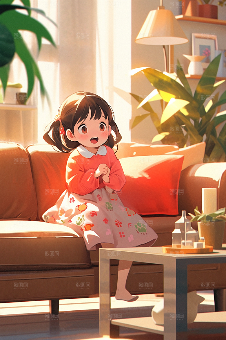 做家务人物收纳插画