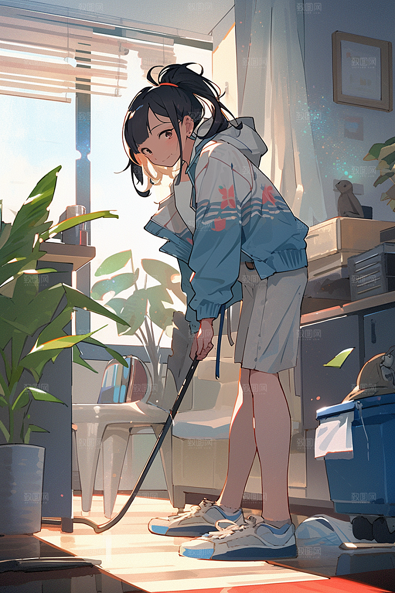 做家务保洁家居生活插画