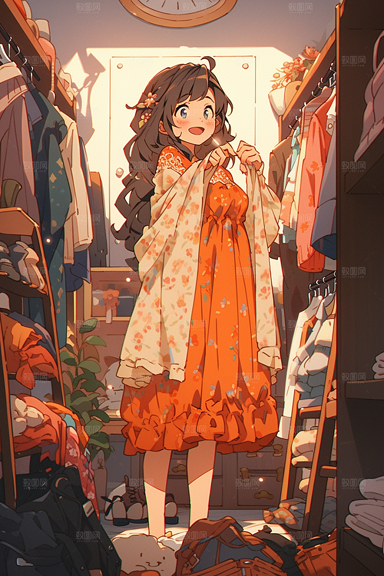 做家务清洁日常插画