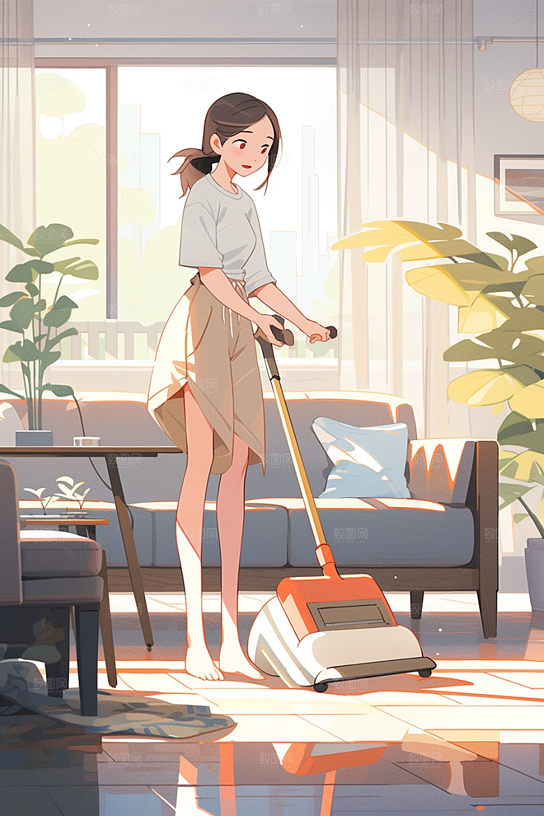 做家务人物清洁插画