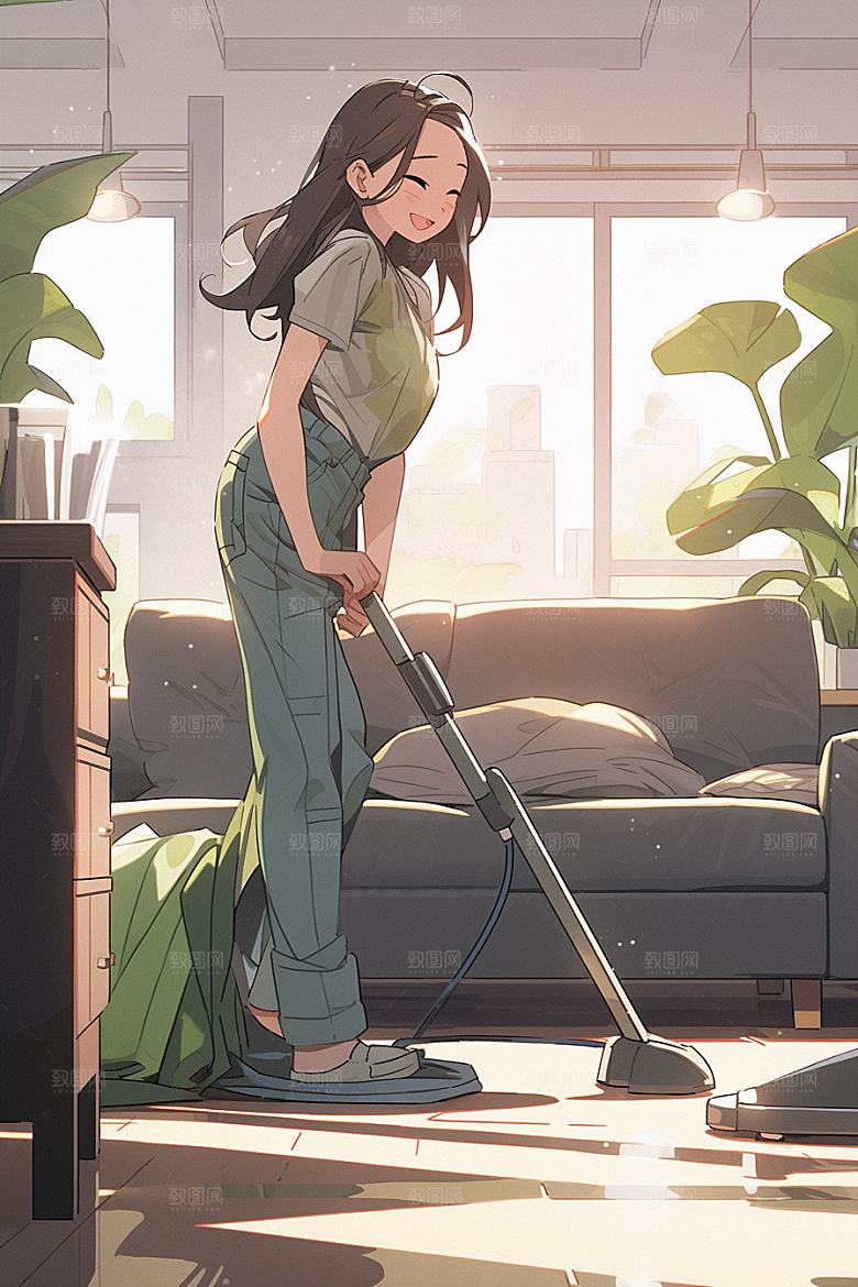 做家务高清打扫卫生插画