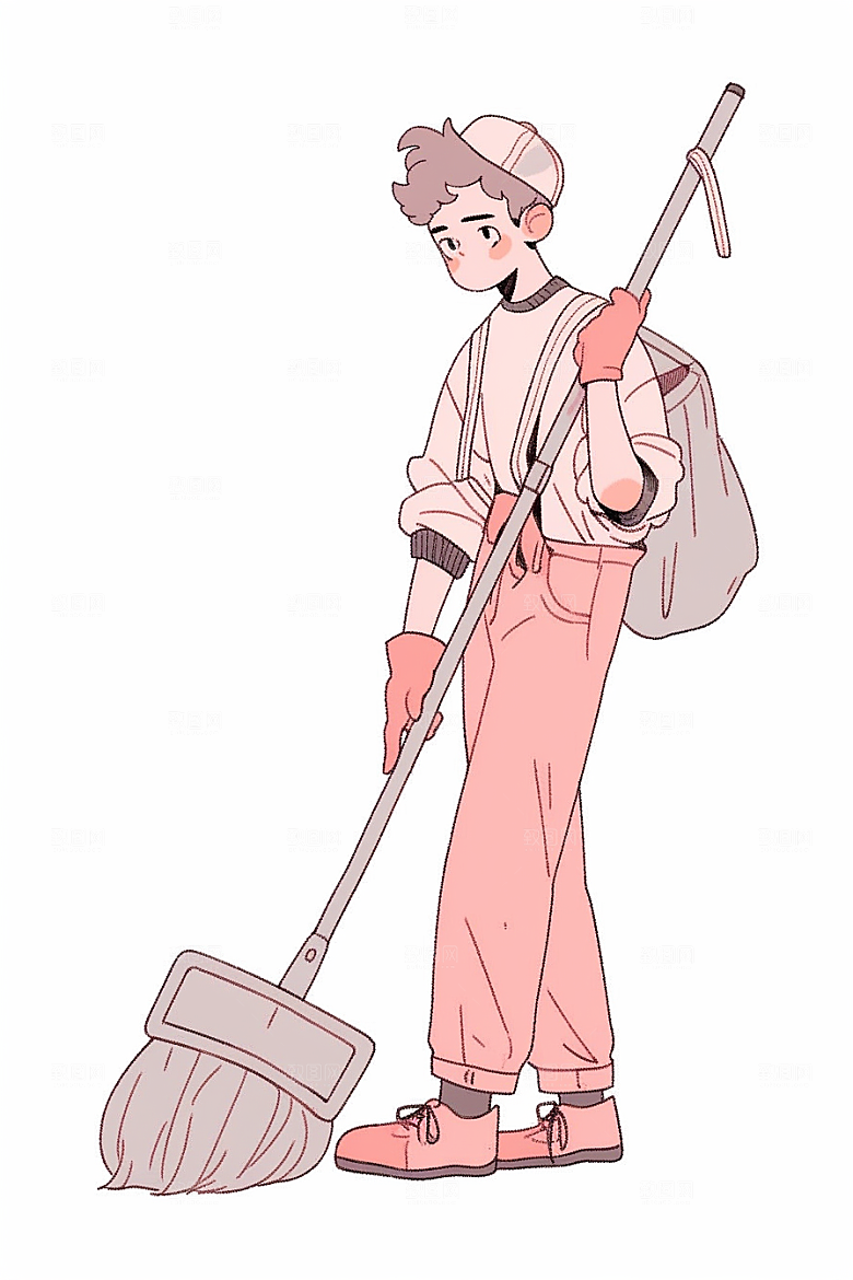 做家务家居生活清洁插画