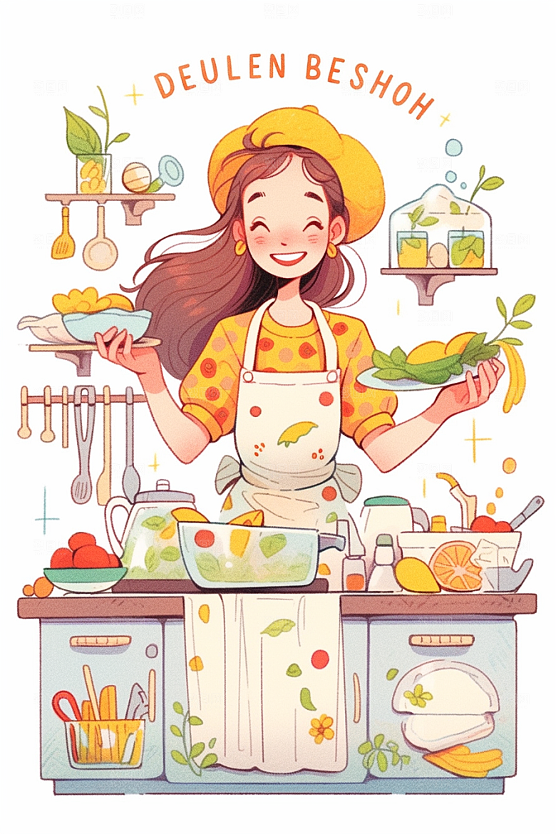 做家务清洁家居生活插画