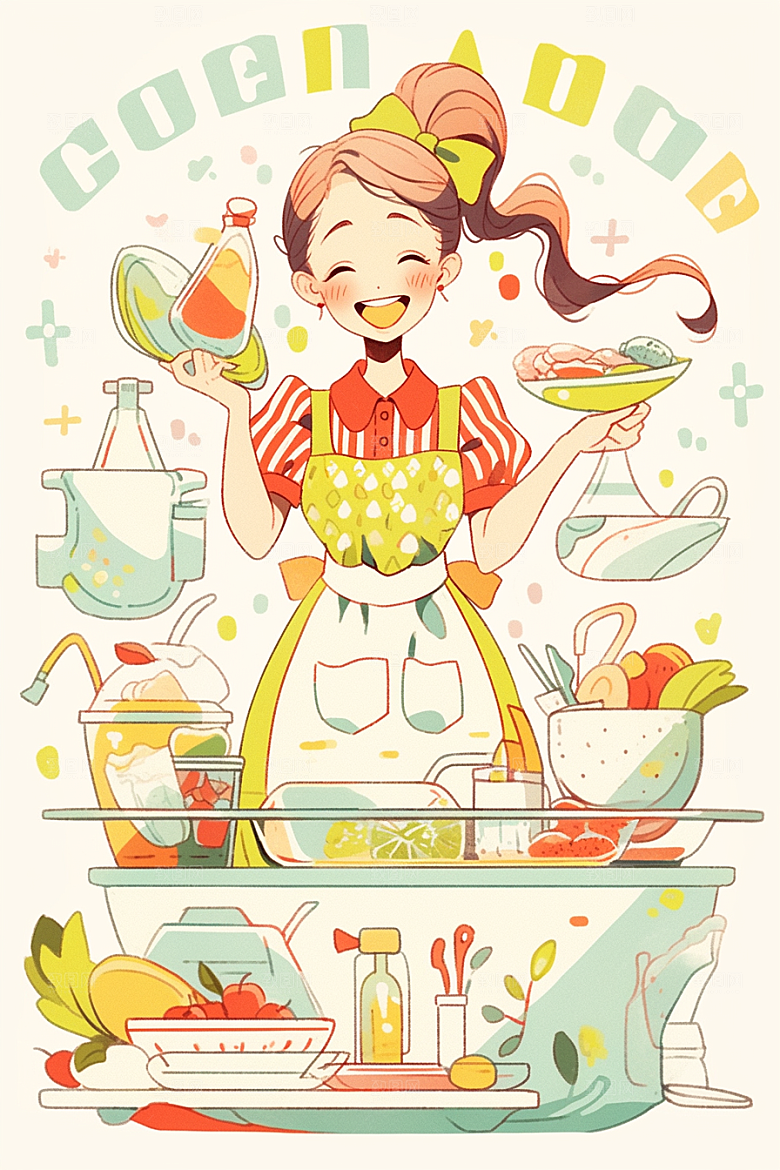 做家务场景高清插画