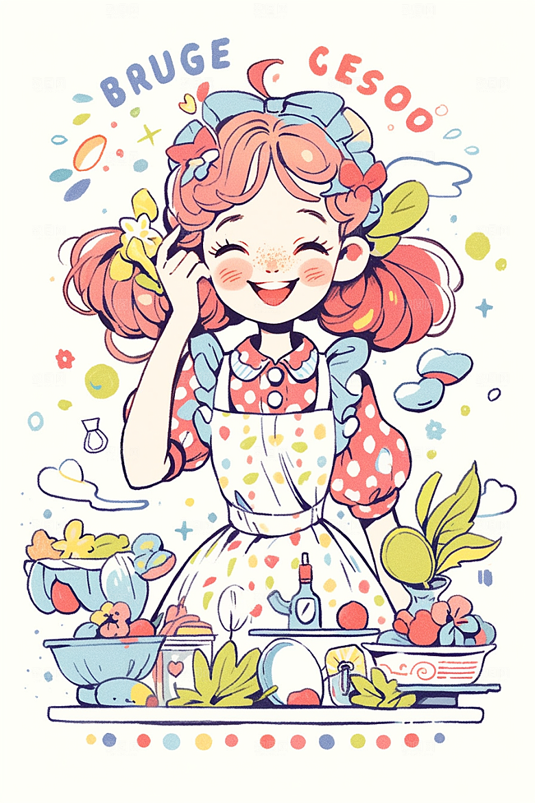 做家务场景手绘插画