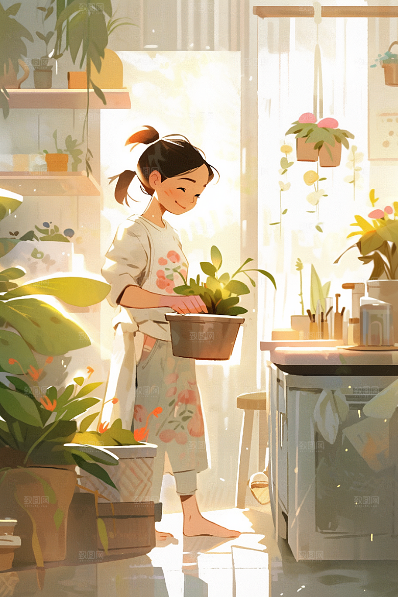 做家务日常场景插画