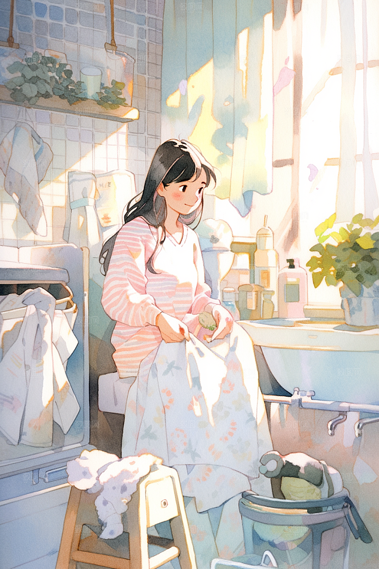 做家务保洁清洁插画