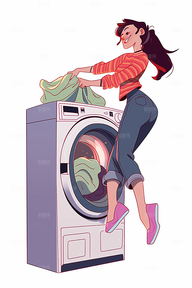 做家务家居生活清洁插画