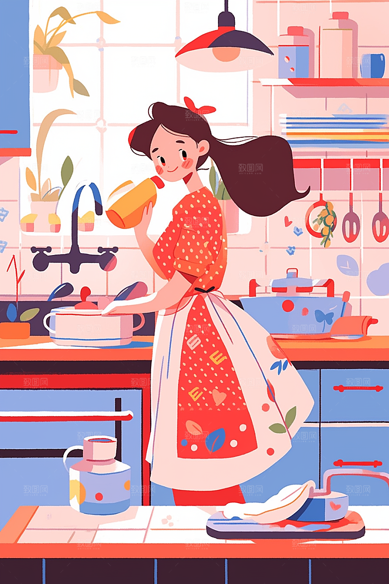做家务日常清洁插画