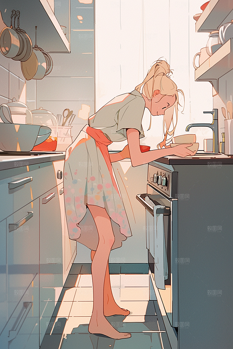 做家务人物场景插画