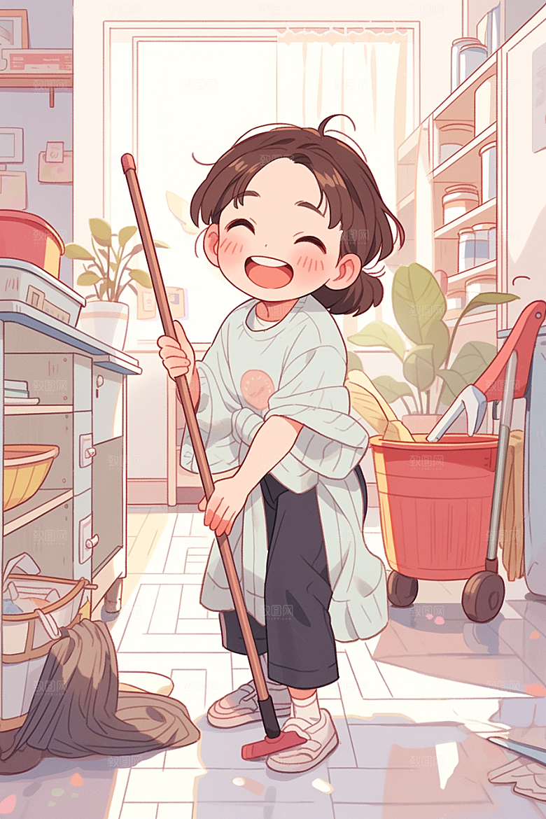 做家务整理高清插画