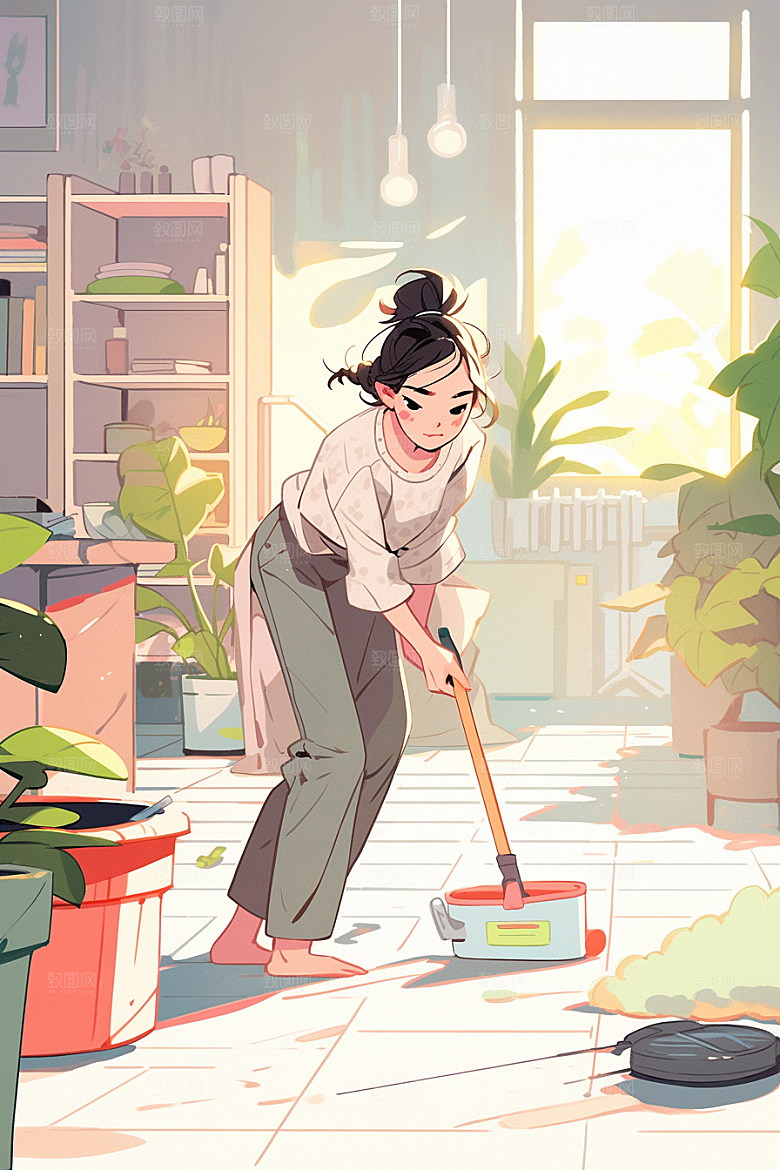 做家务场景高清插画