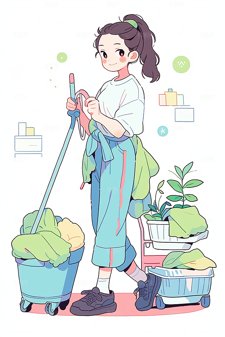 做家务高清保洁插画