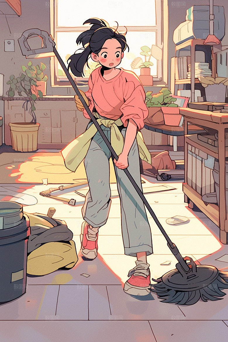 做家务日常收纳插画