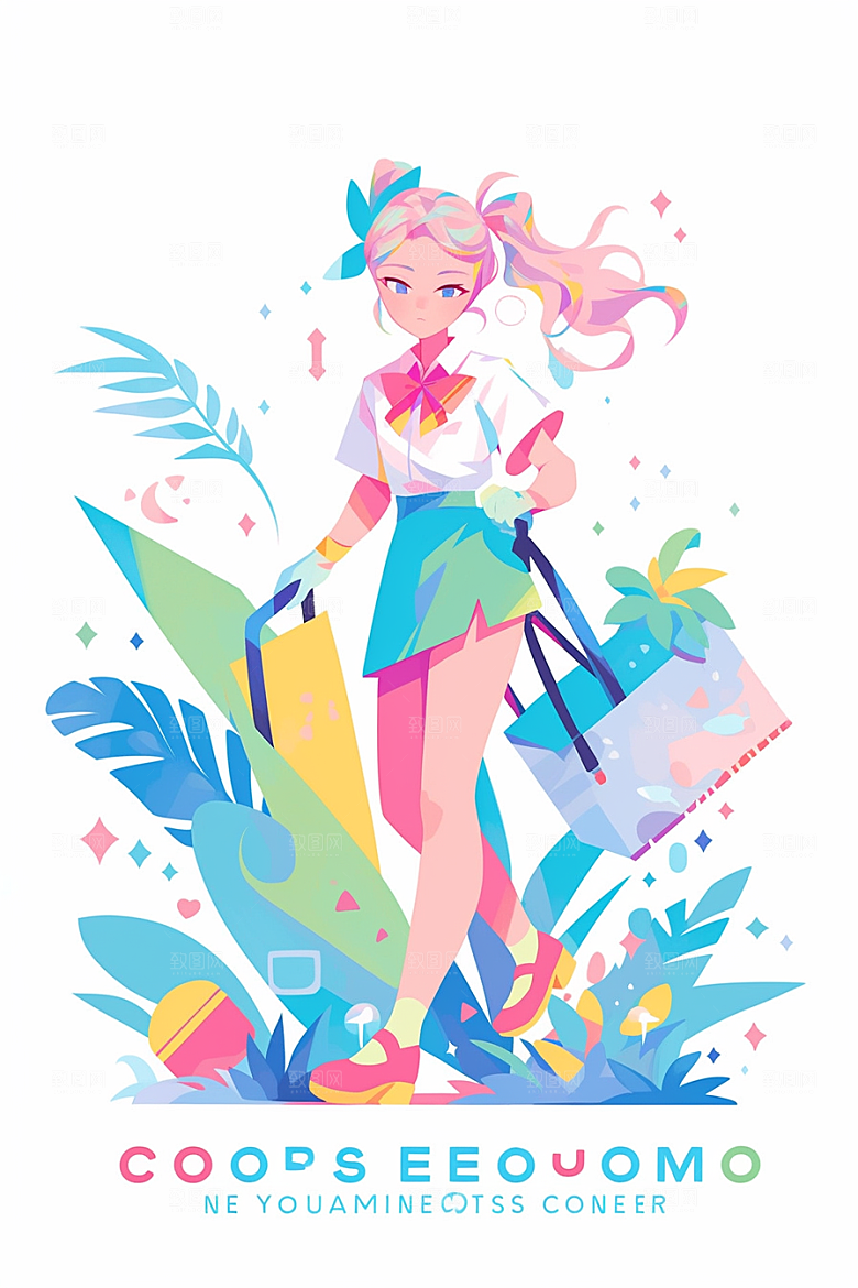 做家务整理人物插画