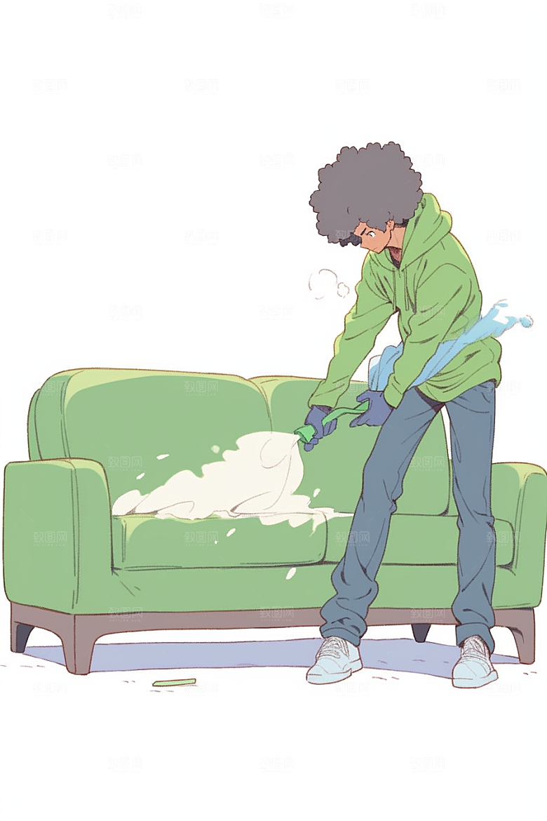 做家务场景保洁插画