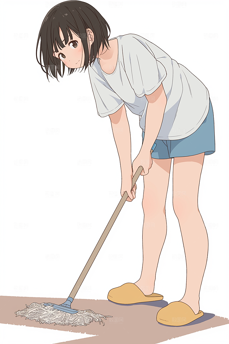 做家务清洁高清插画